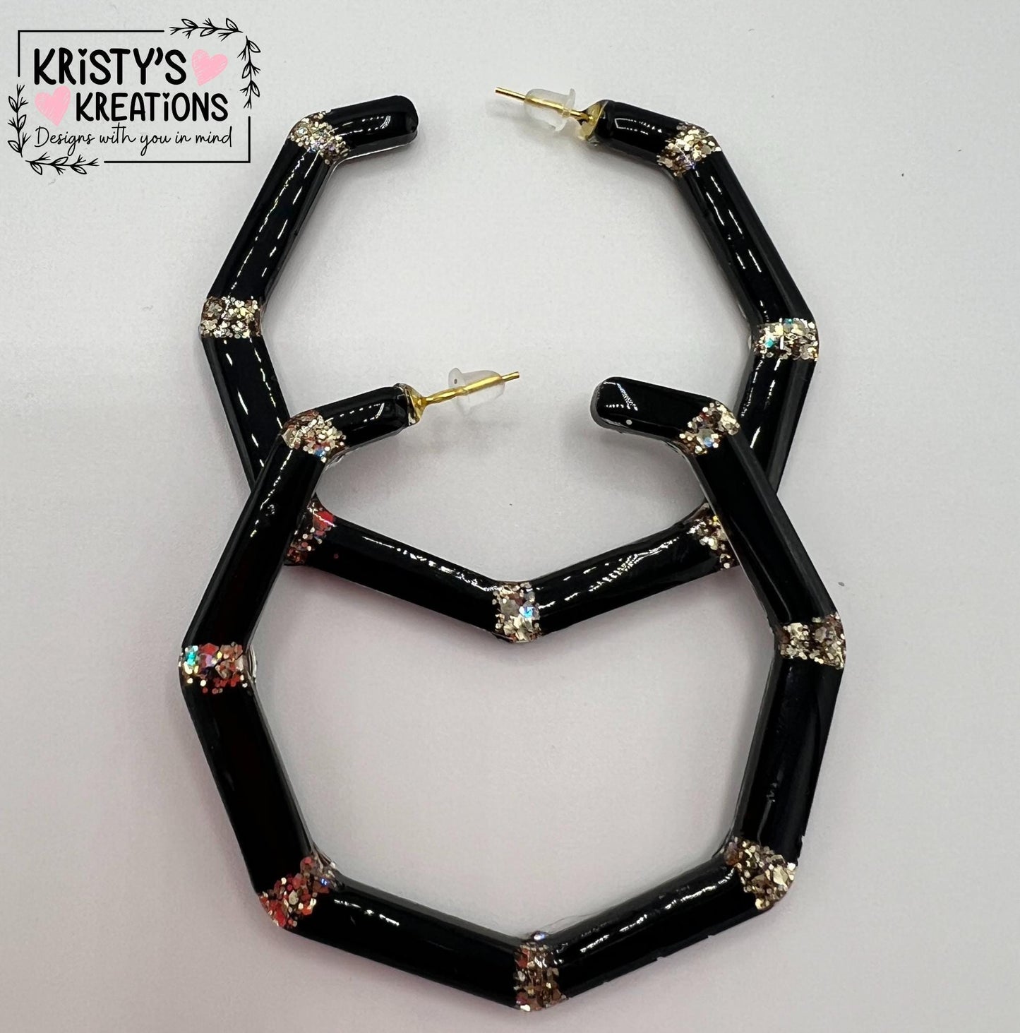 Pitch Black Mia Hoops - Large Hoop Earrings