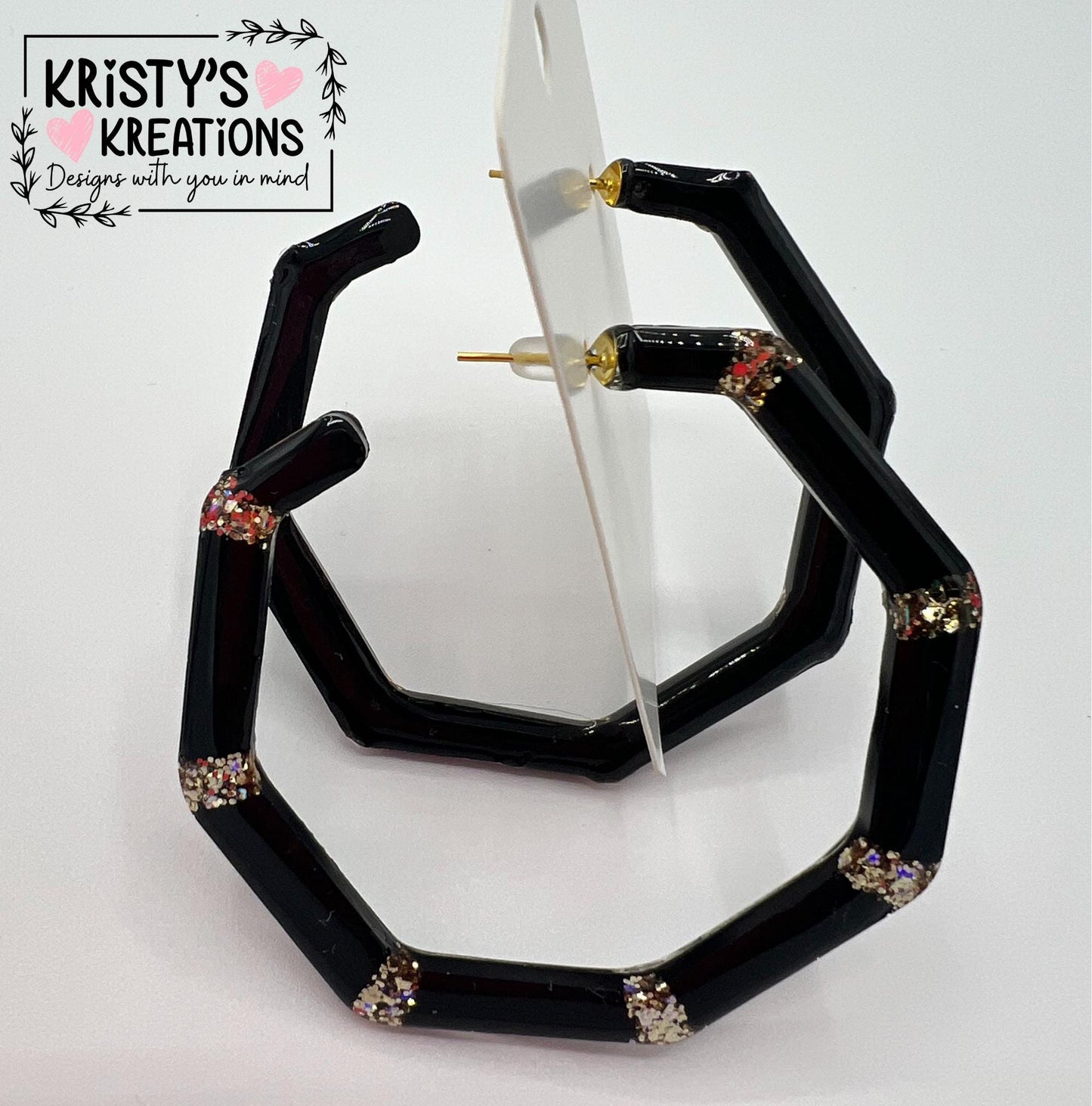 Pitch Black Mia Hoops - Large Hoop Earrings