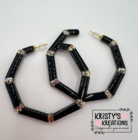 Pitch Black Mia Hoops - Large Hoop Earrings