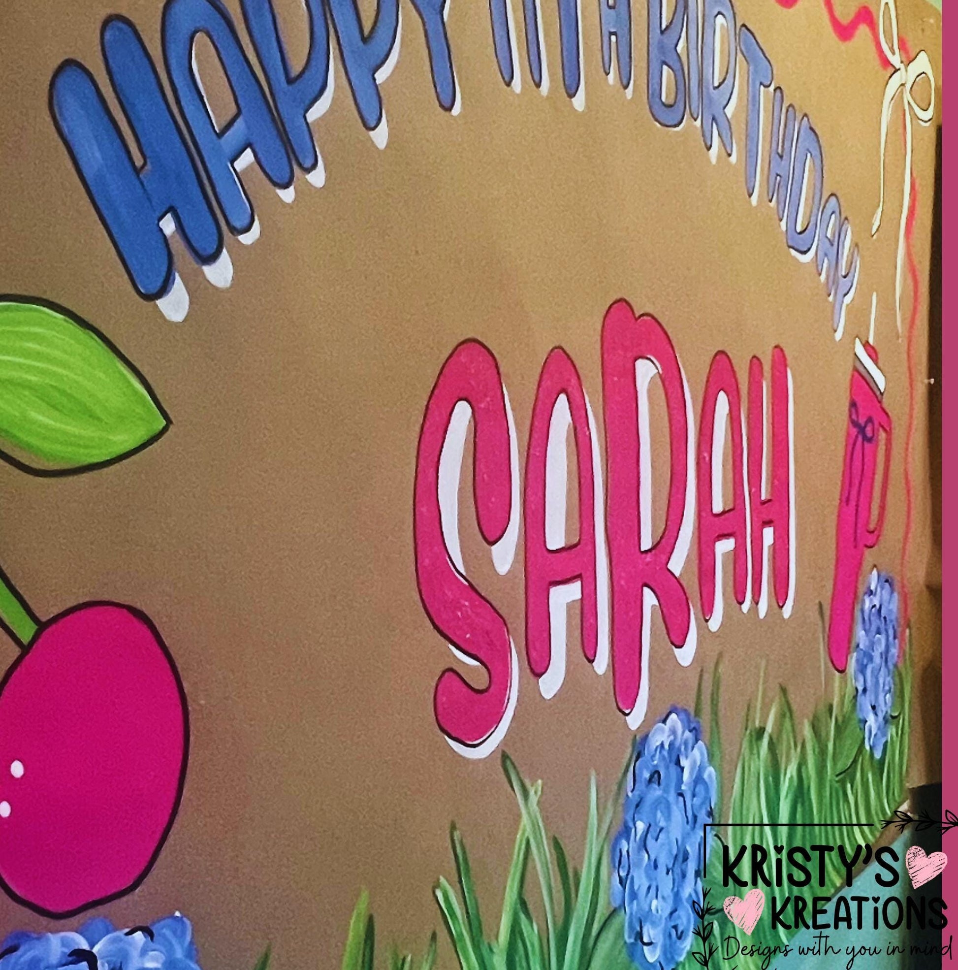 Custom Handpainted Birthday Banner: Preppy Party Decor with Glitter