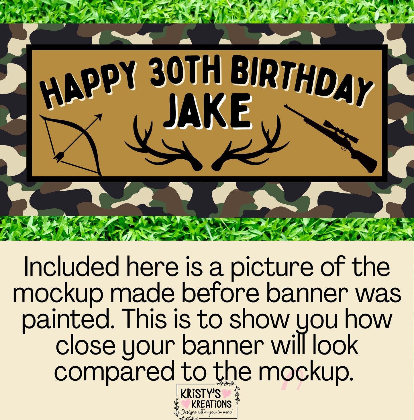 CUSTOM Handpainted Hunting Theme Birthday Banner - Personalized Party Decor
