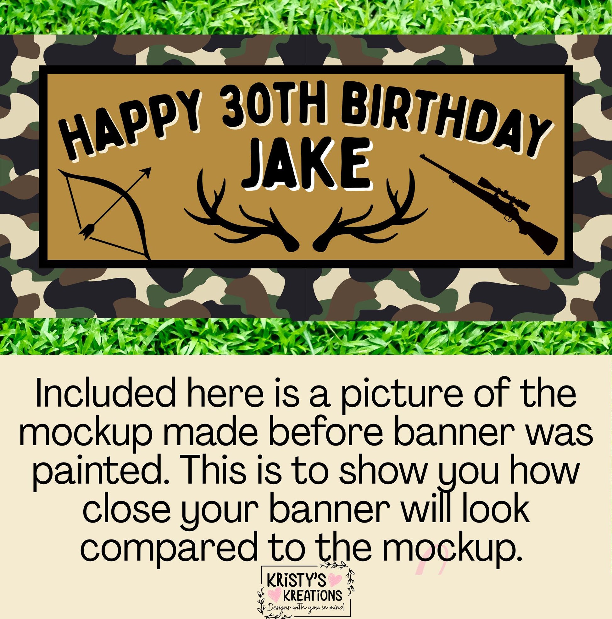 CUSTOM Handpainted Hunting Theme Birthday Banner - Personalized Party Decor