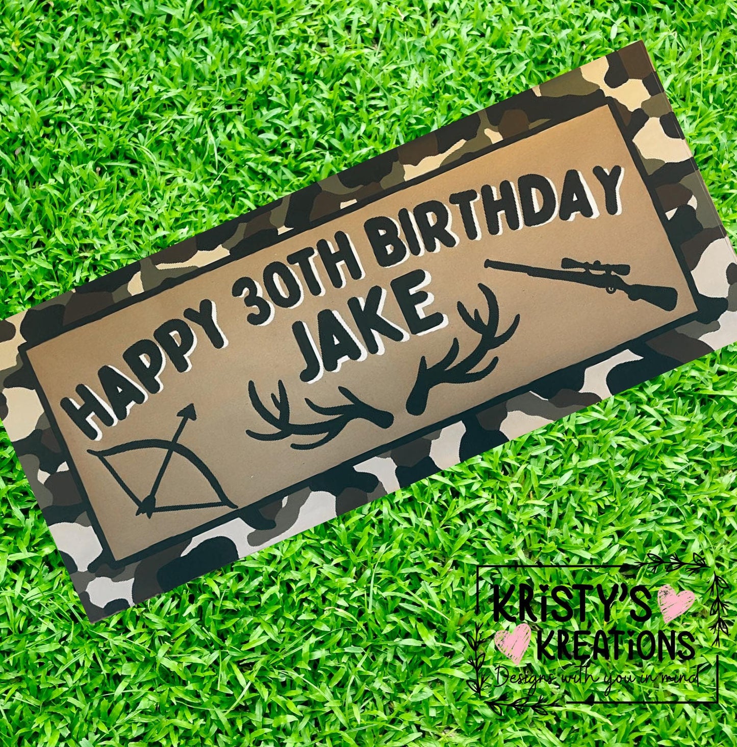 CUSTOM Handpainted Hunting Theme Birthday Banner - Personalized Party Decor