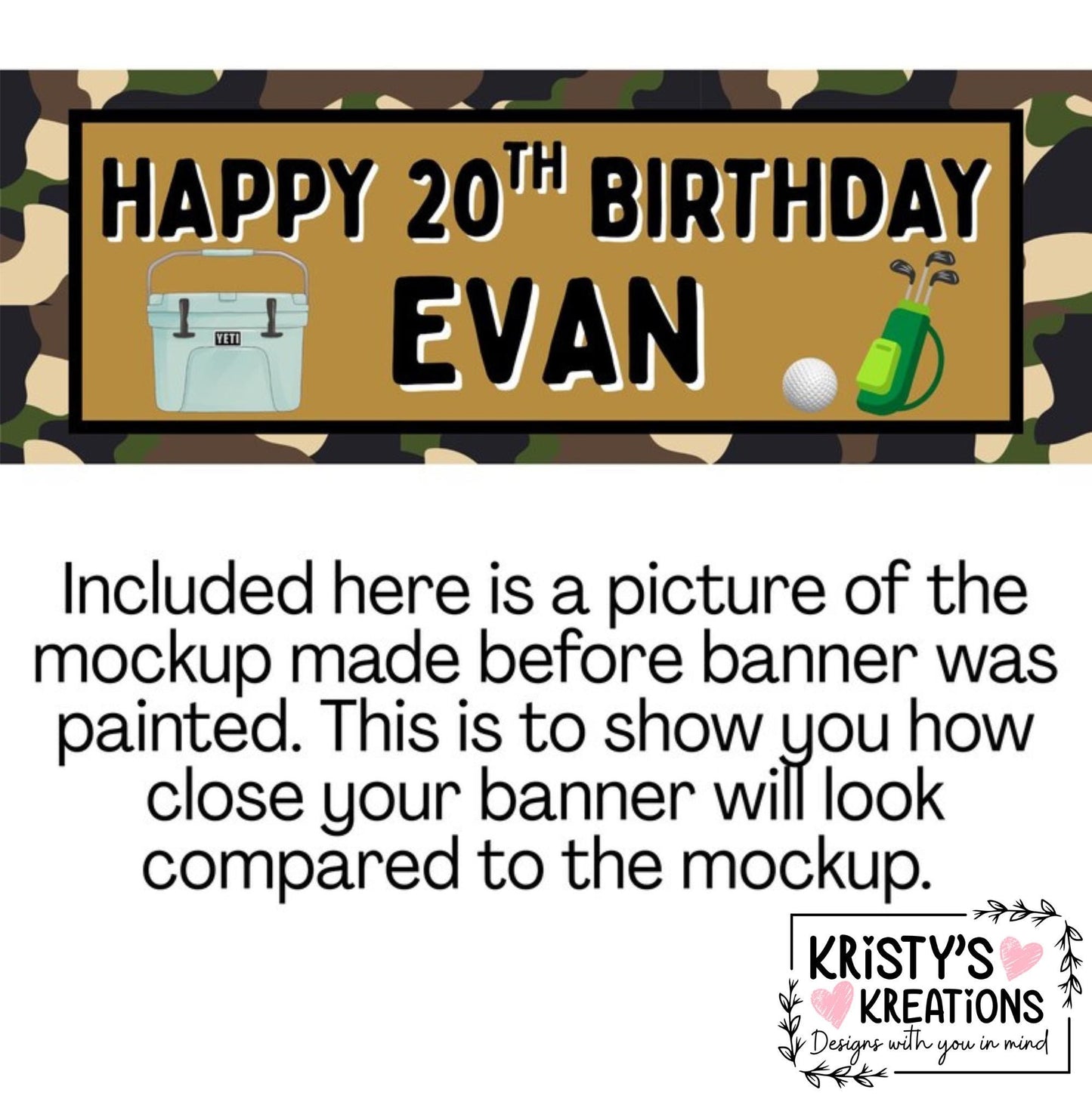 Custom Handpainted Camo Birthday Banner: Personalized Party Decor