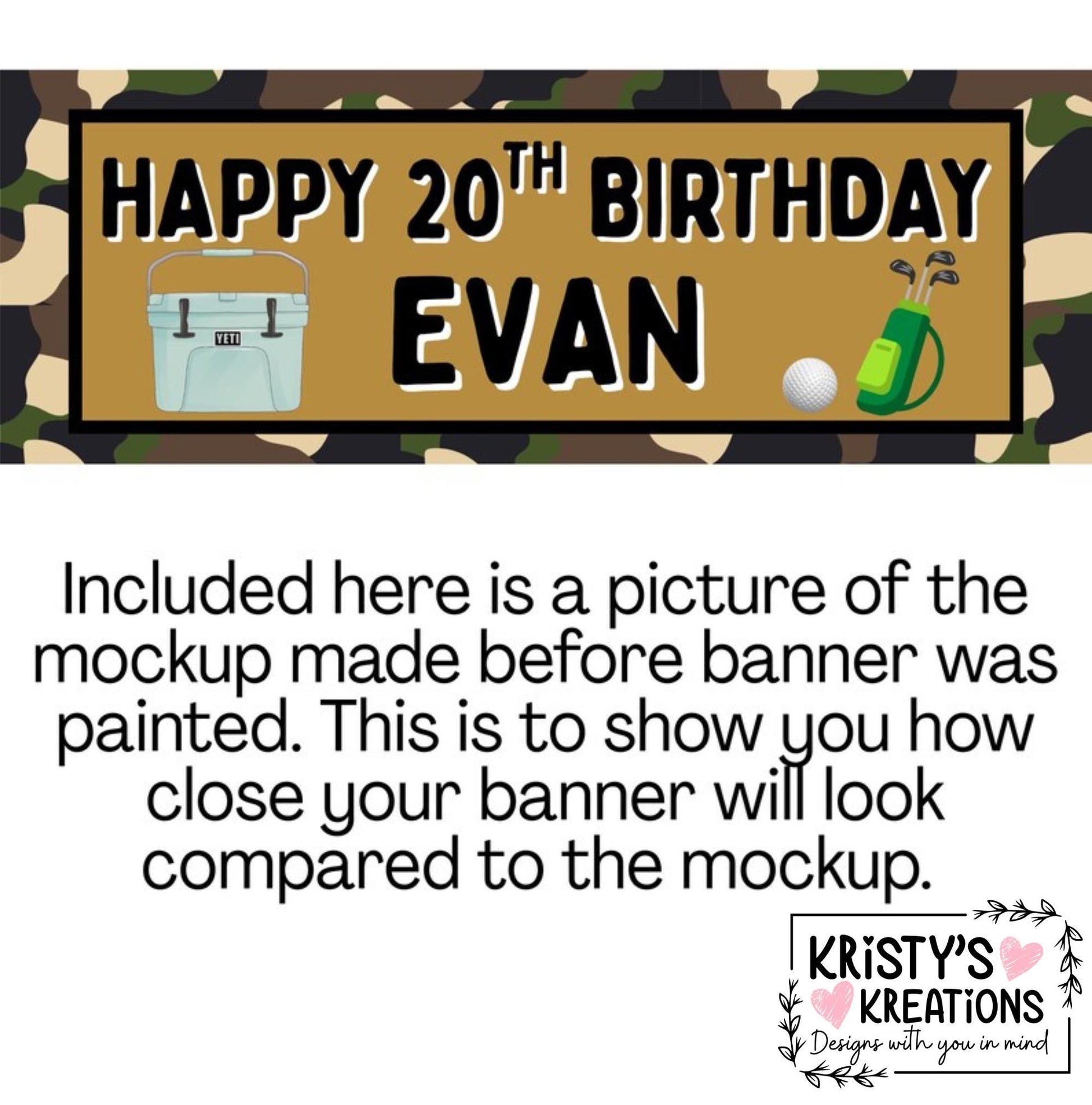 Custom Handpainted Camo Birthday Banner: Personalized Party Decor