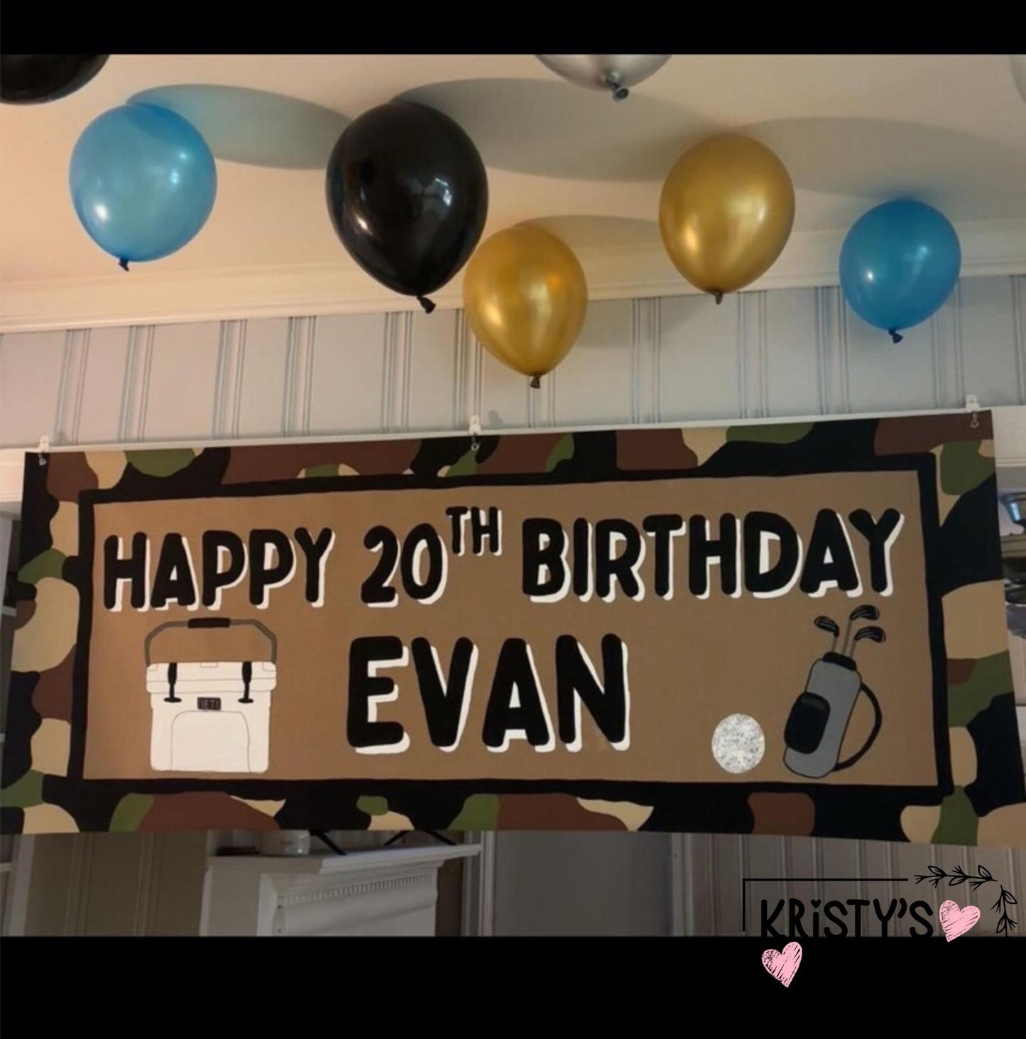 Custom Handpainted Camo Birthday Banner: Personalized Party Decor