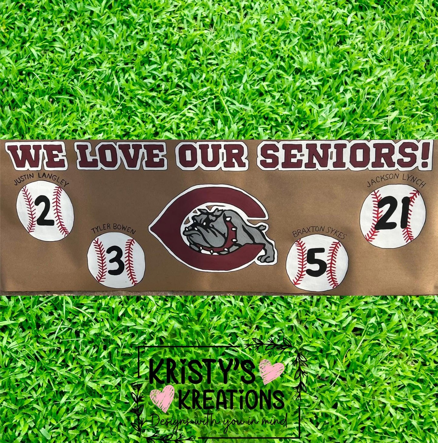 Handpainted Senior Baseball Banner: Custom Sports Party Decor