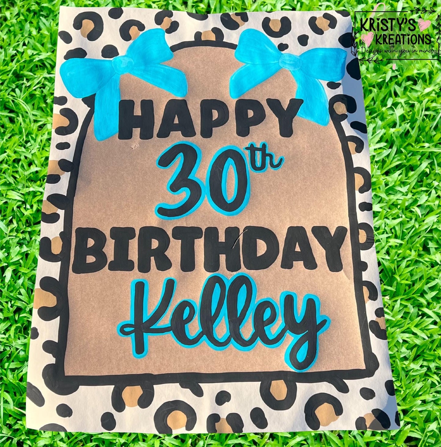 Custom Handpainted Birthday Banner: Leopard Print Party Decor