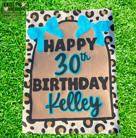 Custom Handpainted Birthday Banner: Leopard Print Party Decor