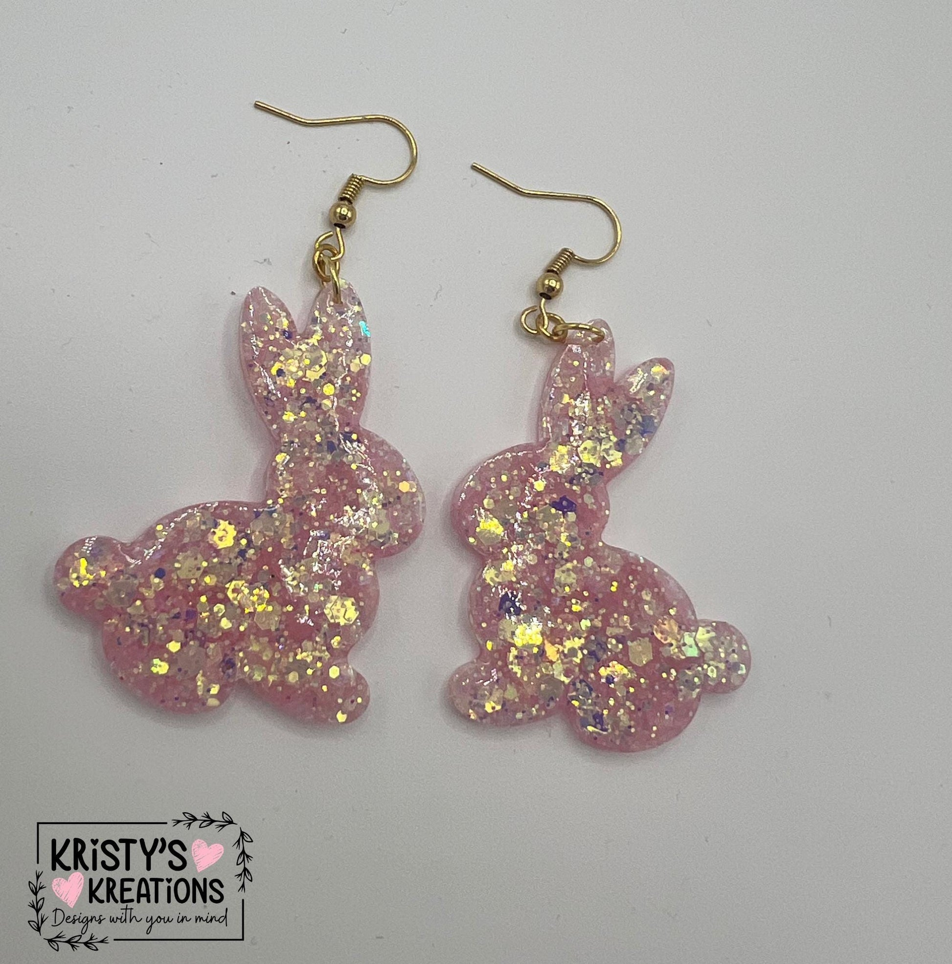 Pink Opal Bunny Earrings - Easter Earrings