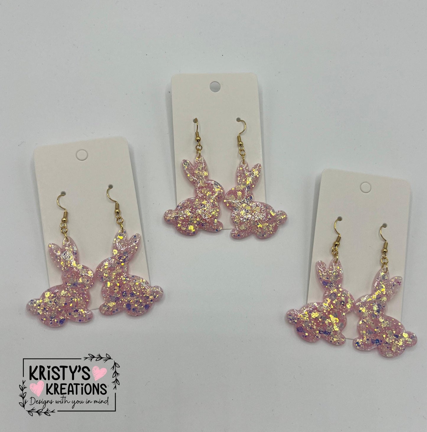 Pink Opal Bunny Earrings - Easter Earrings