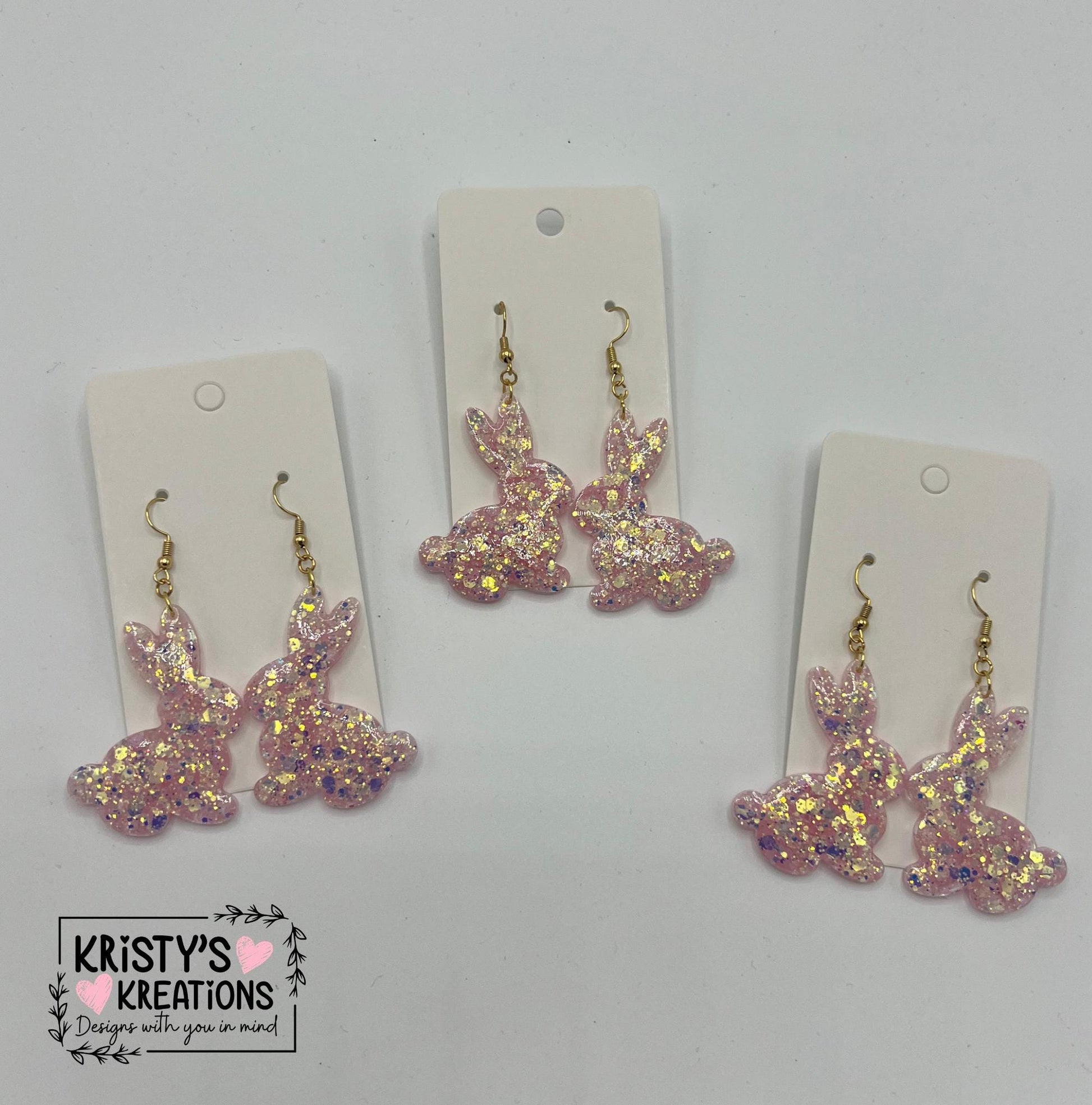 Pink Opal Bunny Earrings - Easter Earrings