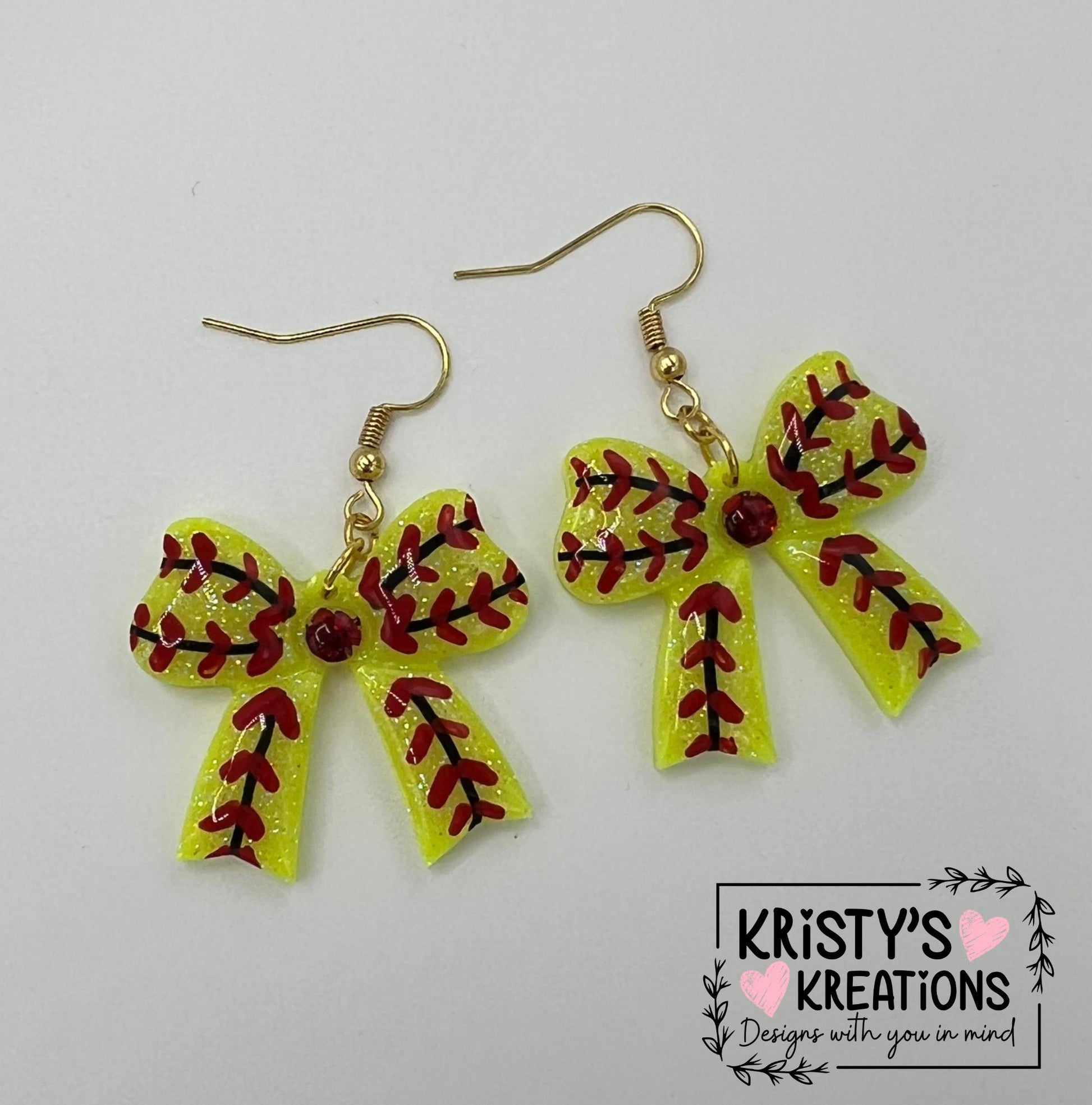 Baseball/Softball Bow Earrings - Sports Earrings