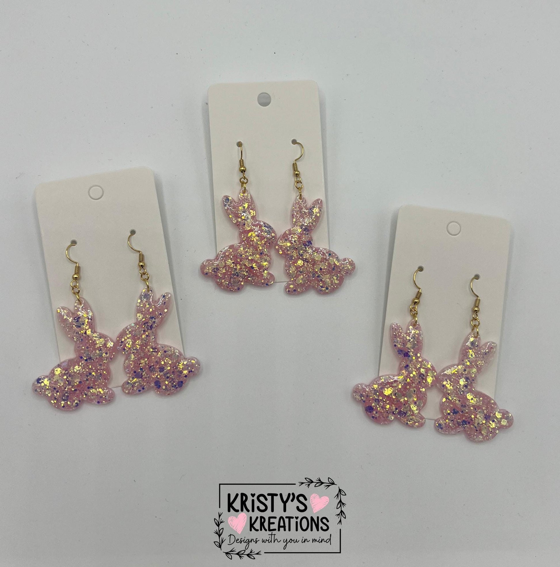 Pink Opal Bunny Earrings - Easter Earrings