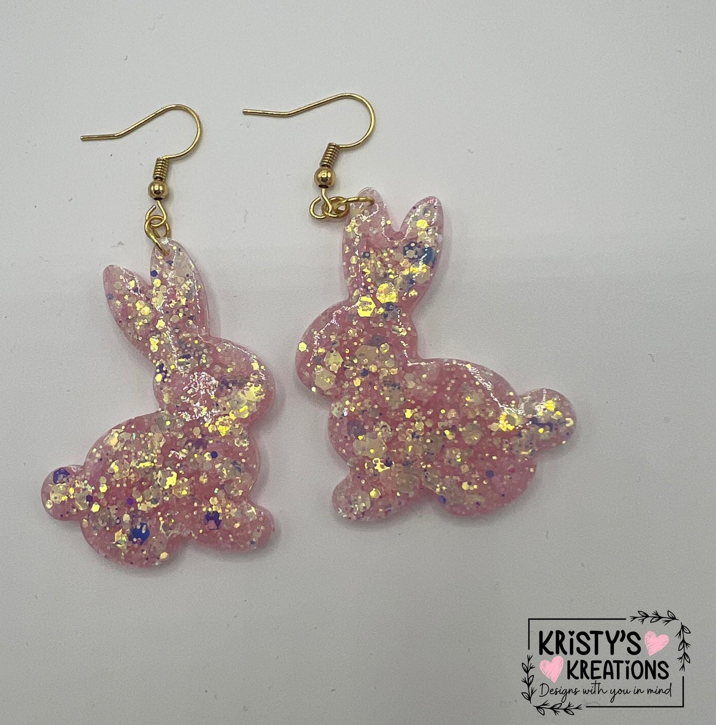 Pink Opal Bunny Earrings - Easter Earrings