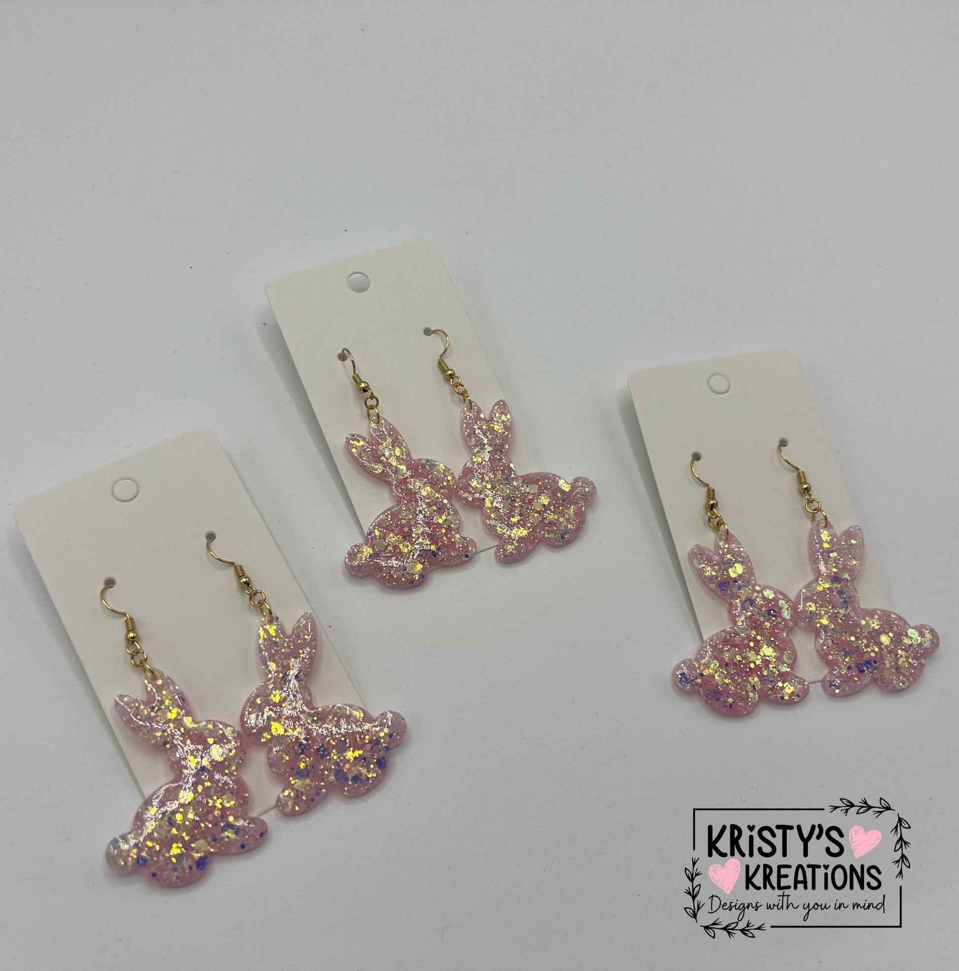 Pink Opal Bunny Earrings - Easter Earrings