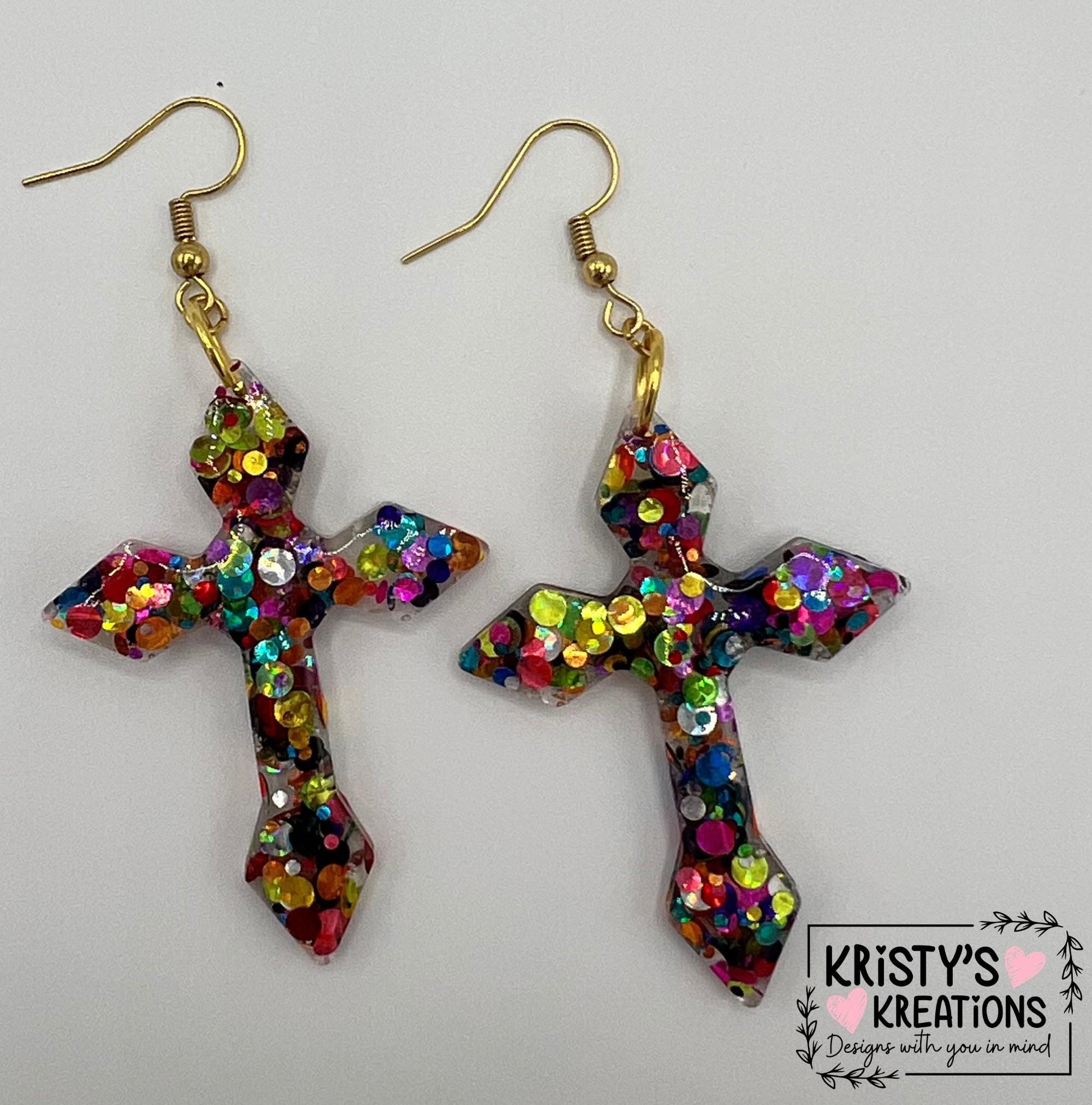 Shenanigans Large Cross Earrings