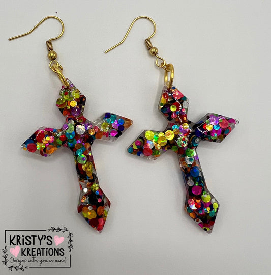 Shenanigans Large Cross Earrings
